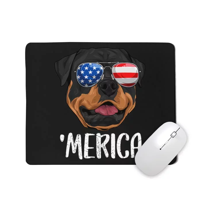 Merica Rottweiler Dog 4th of July American Flag Mousepad