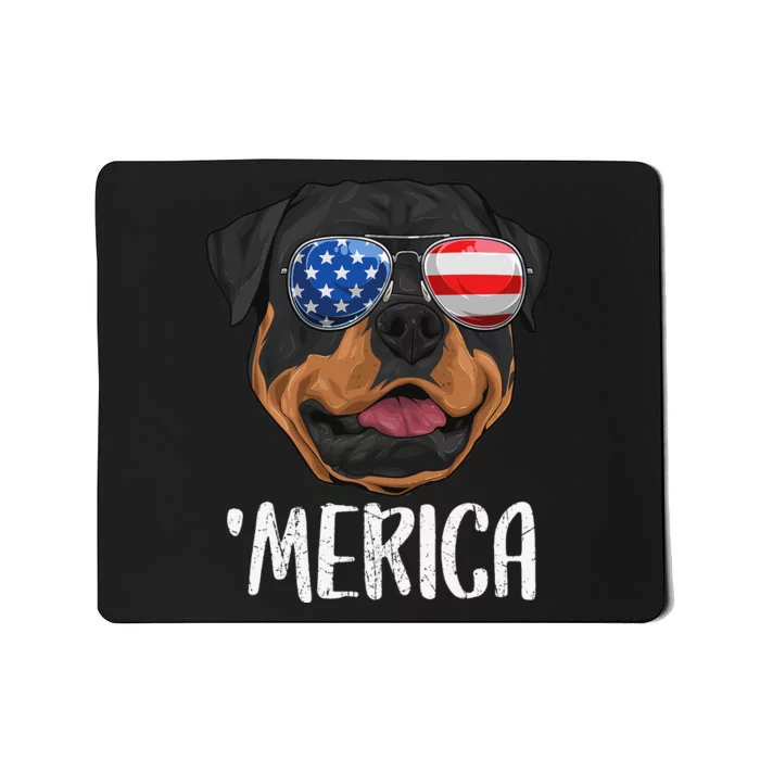 Merica Rottweiler Dog 4th of July American Flag Mousepad