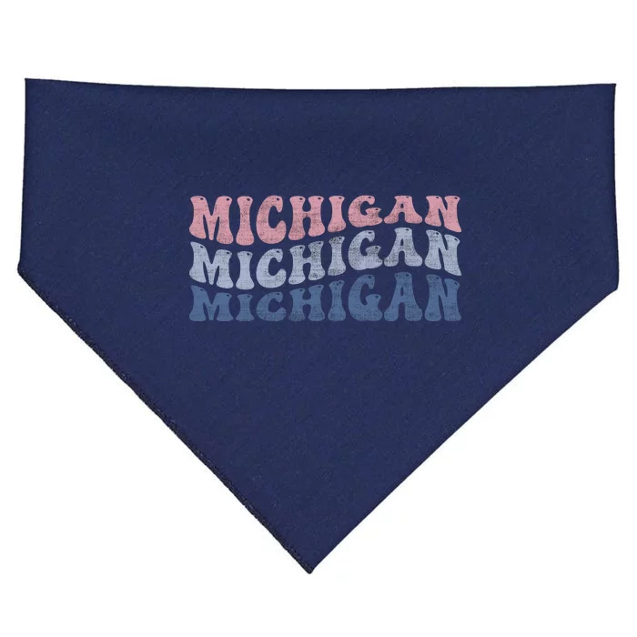 Michigan Retro Distressed Logo USA-Made Doggie Bandana