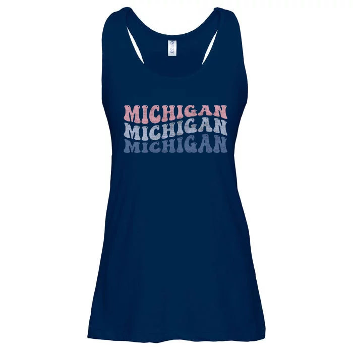 Michigan Retro Distressed Logo Ladies Essential Flowy Tank