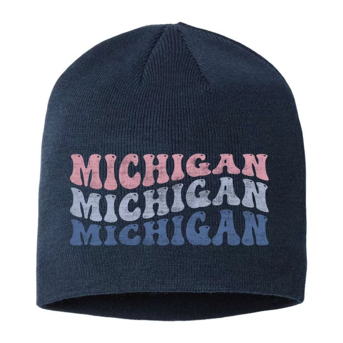 Michigan Retro Distressed Logo 8 1/2in Sustainable Knit Beanie