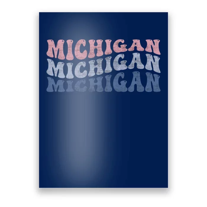 Michigan Retro Distressed Logo Poster