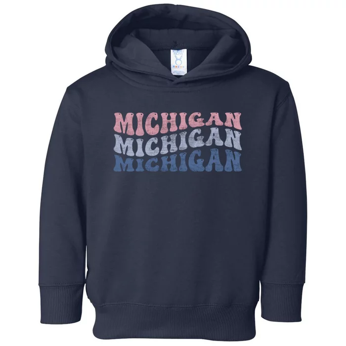 Michigan Retro Distressed Logo Toddler Hoodie