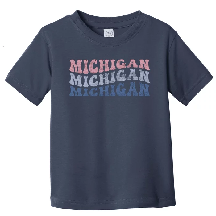 Michigan Retro Distressed Logo Toddler T-Shirt