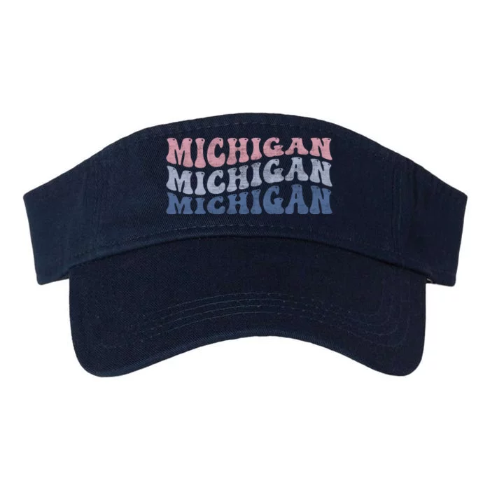 Michigan Retro Distressed Logo Valucap Bio-Washed Visor