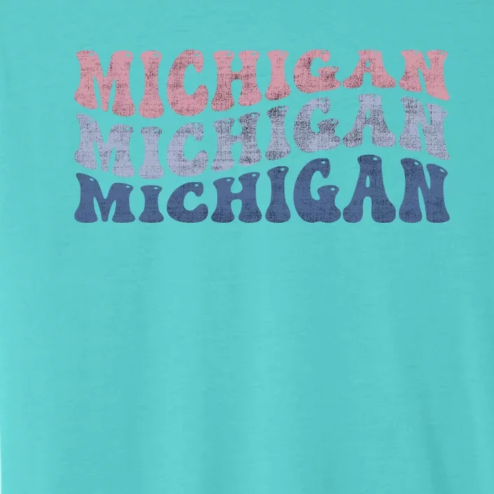 Michigan Retro Distressed Logo ChromaSoft Performance T-Shirt