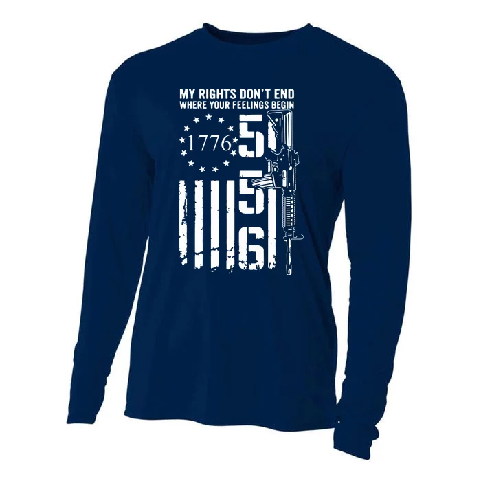 My Rights Don't End Where Your Feelings Begin AR15 USA Flag Cooling Performance Long Sleeve Crew