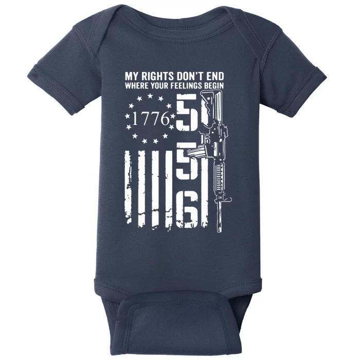 My Rights Don't End Where Your Feelings Begin AR15 USA Flag Baby Bodysuit