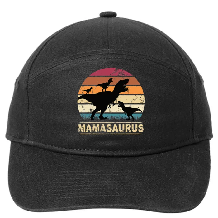 Mamasaurus Rex Dinosaur Triplet Dino Mom retro 7-Panel Snapback Hat