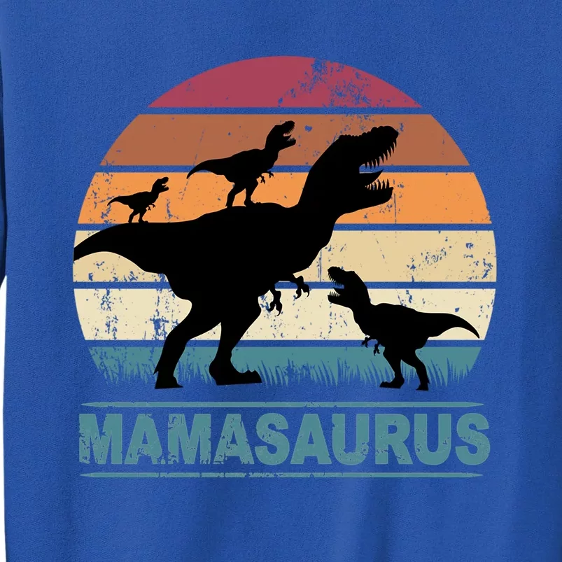 Mamasaurus Rex Dinosaur Triplet Dino With Three Child Tall Sweatshirt