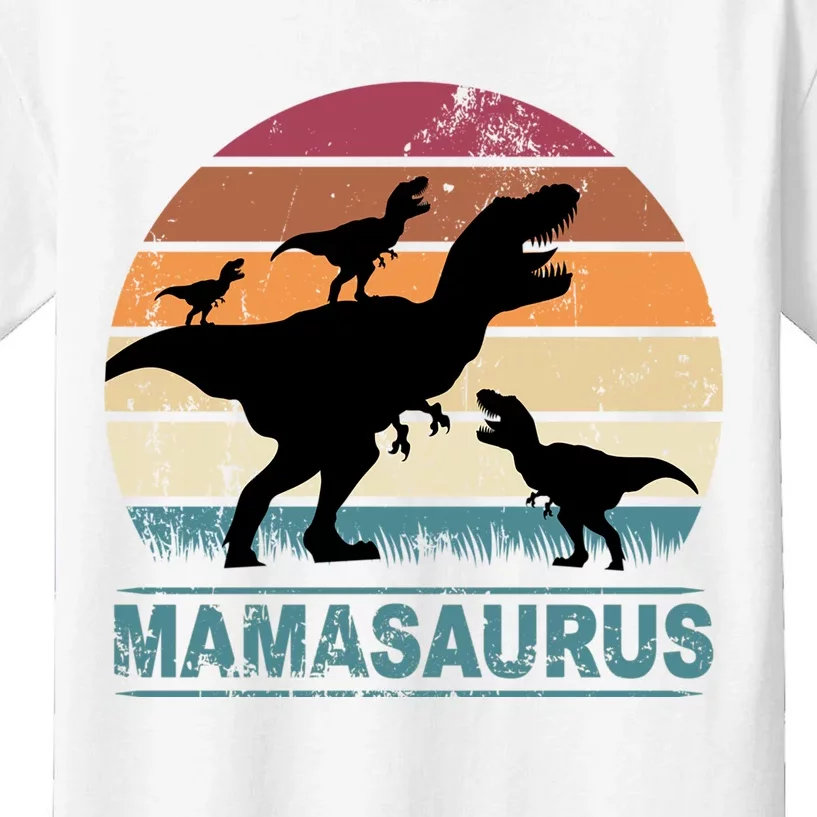 Mamasaurus Rex Dinosaur Triplet Dino With Three Child Kids T-Shirt