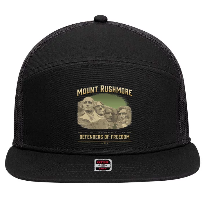 Mount Rushmore Defenders Of Freedom South Dakota USA 7 Panel Mesh Trucker Snapback Hat