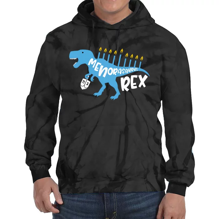 Menorasaurus Rex Dinosaur Hanukkah Jewish Tie Dye Hoodie