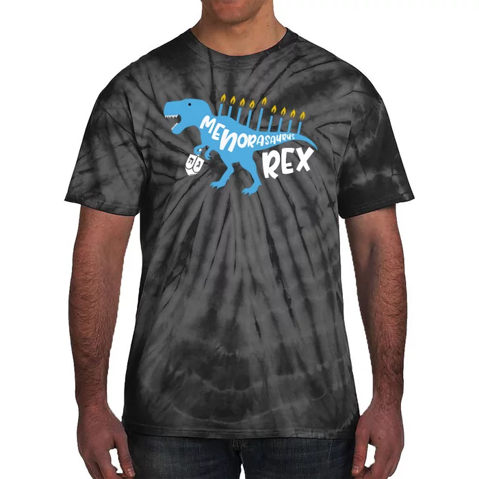 Menorasaurus Rex Dinosaur Hanukkah Jewish Tie-Dye T-Shirt