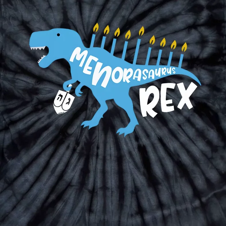 Menorasaurus Rex Dinosaur Hanukkah Jewish Tie-Dye T-Shirt