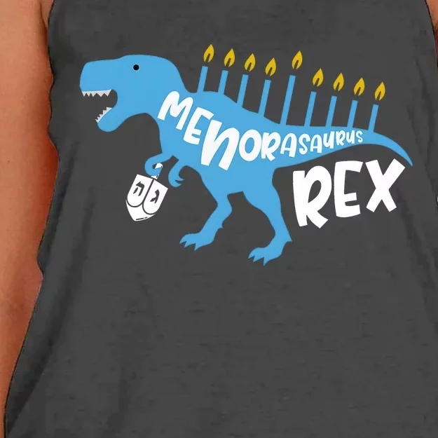 Menorasaurus Rex Dinosaur Hanukkah Jewish Women's Knotted Racerback Tank