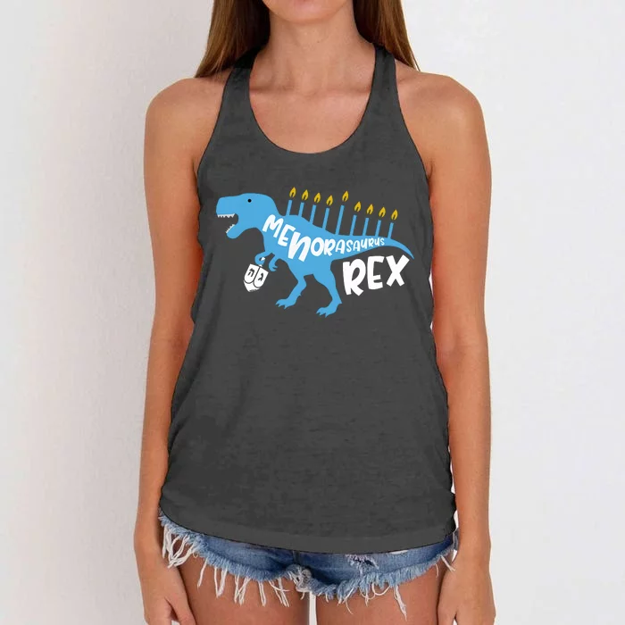 Menorasaurus Rex Dinosaur Hanukkah Jewish Women's Knotted Racerback Tank