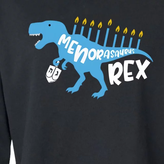 Menorasaurus Rex Dinosaur Hanukkah Jewish Cropped Pullover Crew