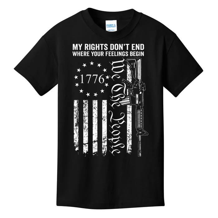 My Rights DonT End Where Your Feelings Begin Ar15 Usa Flag Kids T-Shirt