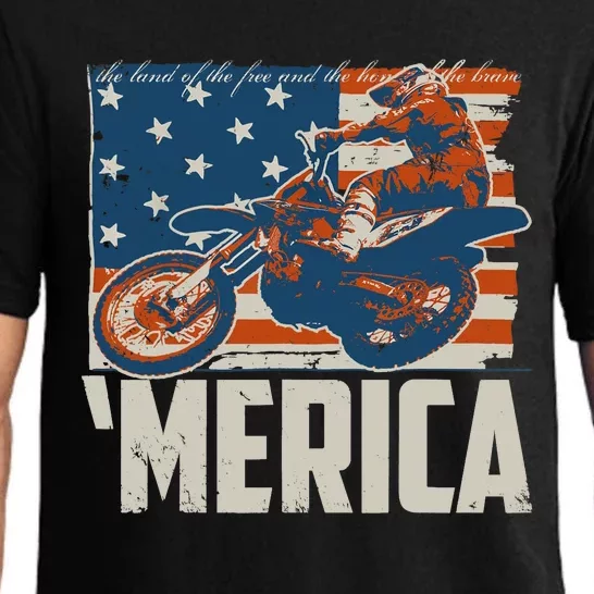 Motocross Racer Dirt Bike 'Merica American Flag Pajama Set