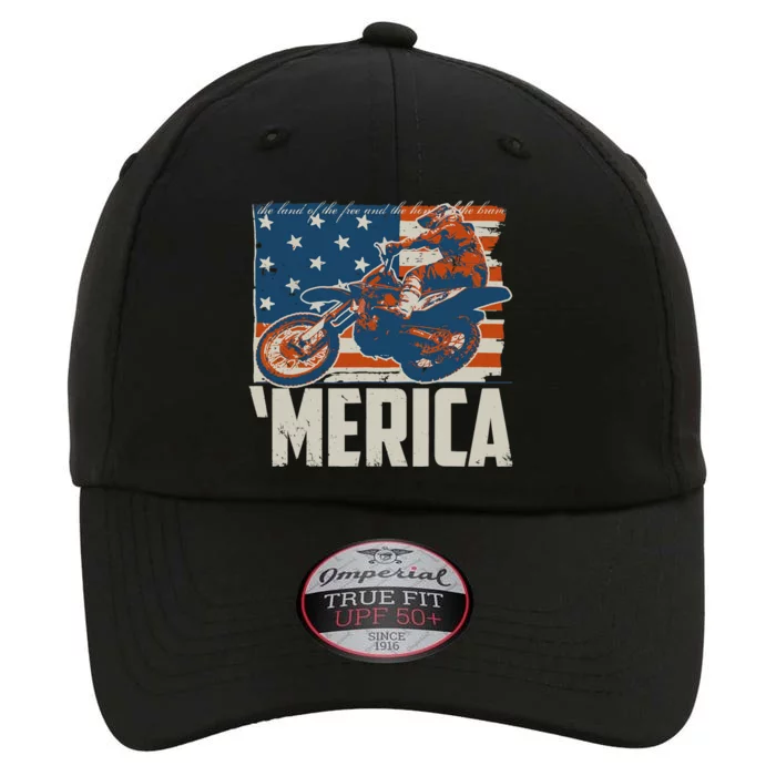 Motocross Racer Dirt Bike 'Merica American Flag The Original Performance Cap