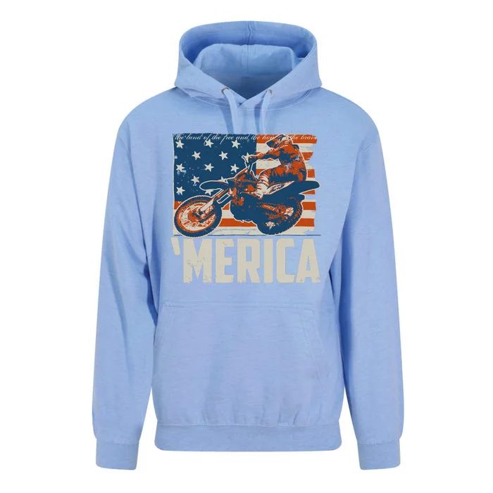 Motocross Racer Dirt Bike 'Merica American Flag Unisex Surf Hoodie