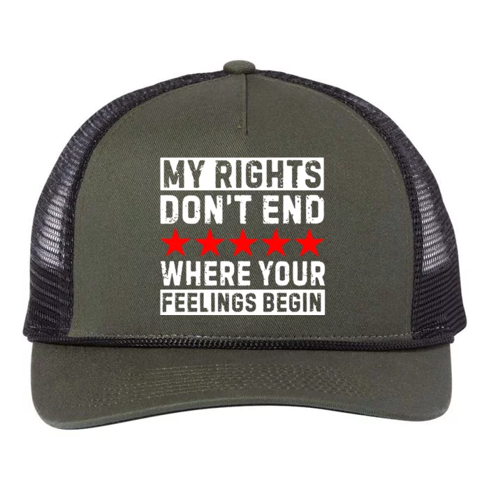 My Rights Dont End Where Your Feelings Begin Funny Retro Rope Trucker Hat Cap