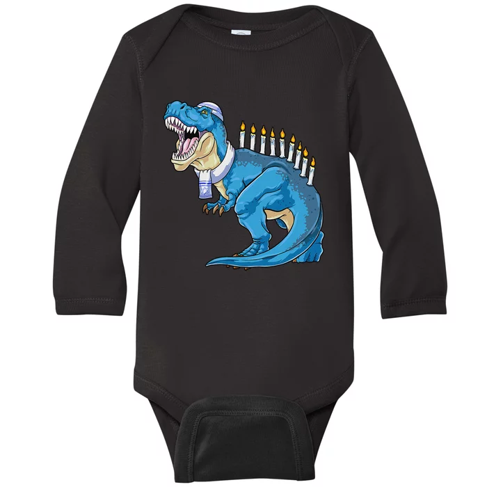 Menorasaurus Rex Dinosaur Happy Hanukkah Pjs Family Matching Baby Long Sleeve Bodysuit