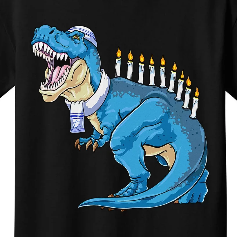 Menorasaurus Rex Dinosaur Happy Hanukkah Pjs Family Matching Kids T-Shirt