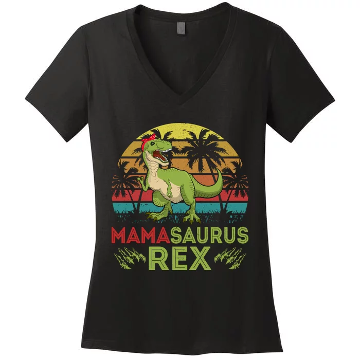 Mamasaurus Rex Dinosaur Funny Mom Women's V-Neck T-Shirt