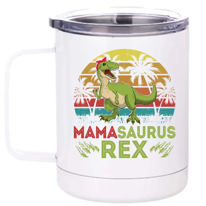 Mamasaurus Rex Dinosaur Funny Mom Front & Back 12oz Stainless Steel Tumbler Cup