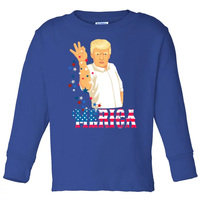 Merica Re Elect Trump 45 Second Term 4th July 2020 Gift Toddler Long Sleeve Shirt