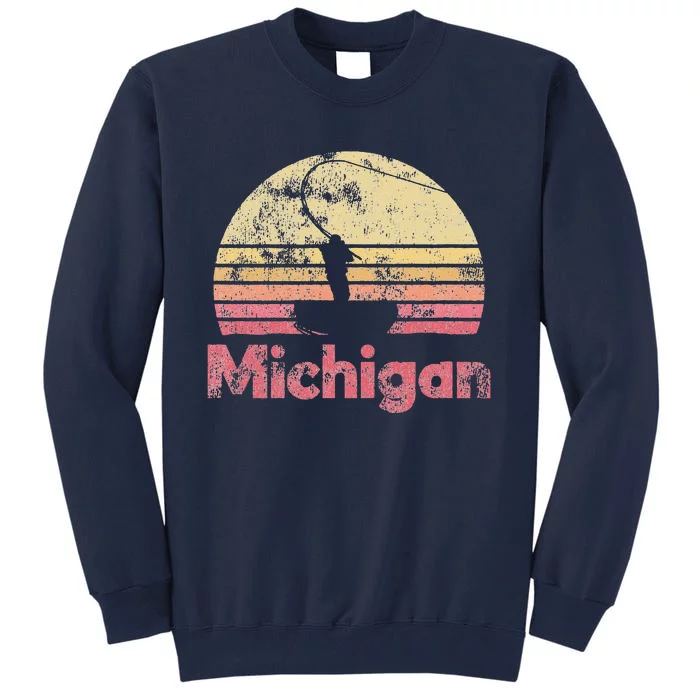 Michigan Retro Fishing Tall Sweatshirt