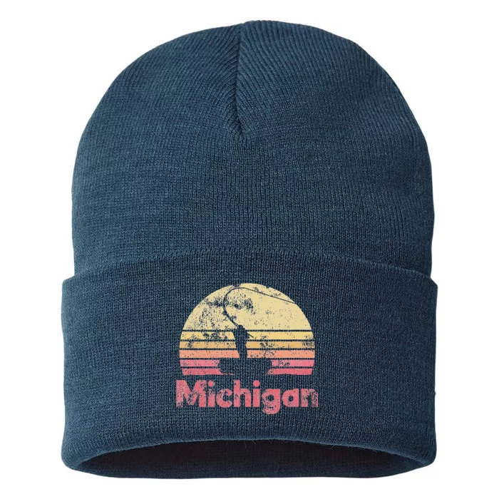 Michigan Retro Fishing Sustainable Knit Beanie