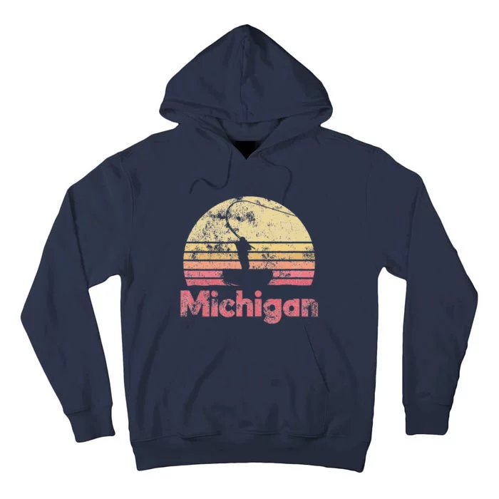 Michigan Retro Fishing Tall Hoodie