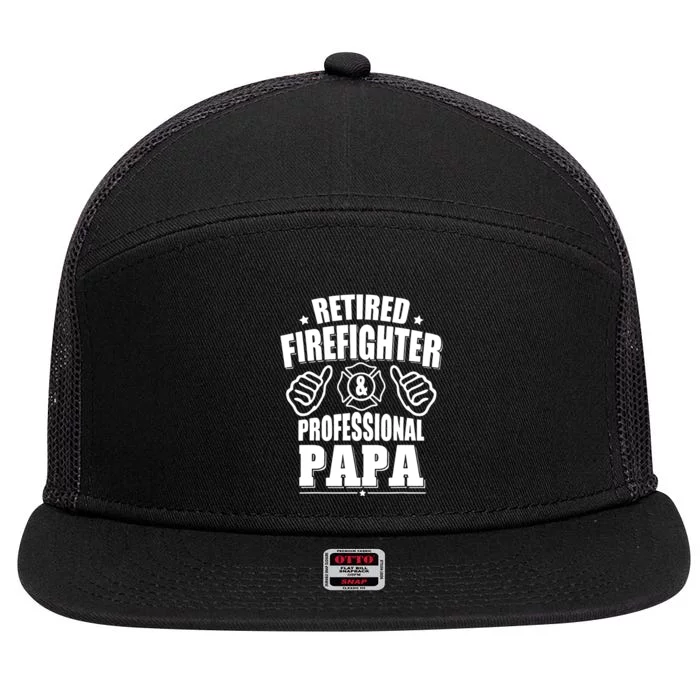 Mens Retired Firefighter & Papa Retirement Gift 7 Panel Mesh Trucker Snapback Hat