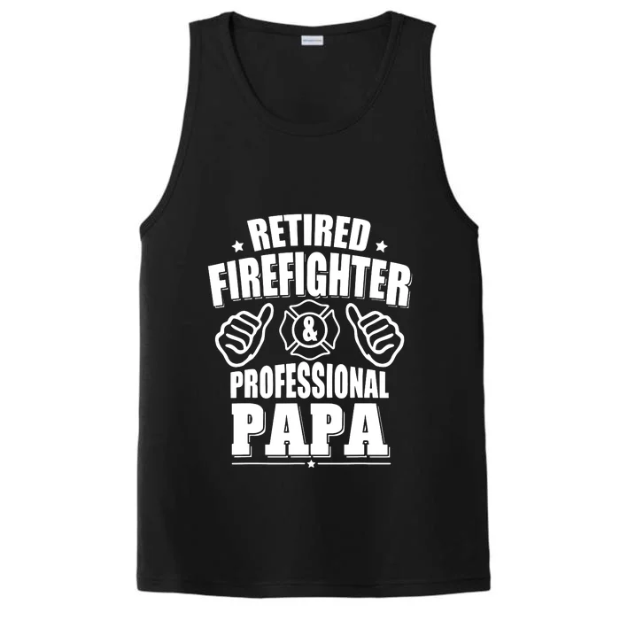 Mens Retired Firefighter & Papa Retirement Gift Performance Tank