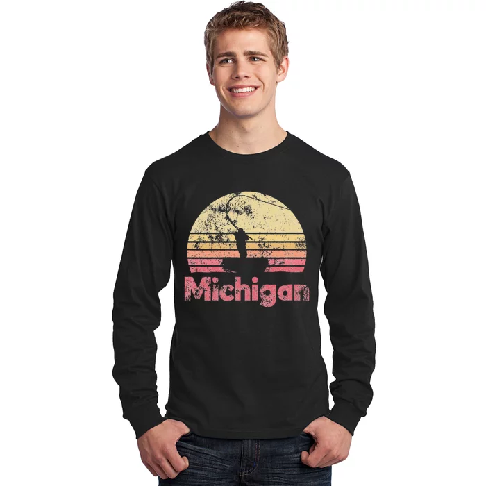 Michigan Retro Fishing Long Sleeve Shirt