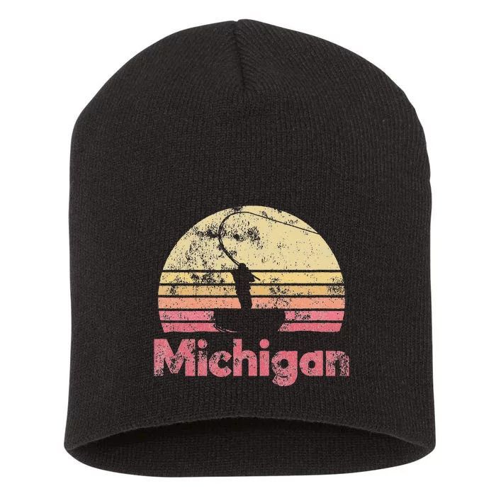 Michigan Retro Fishing Short Acrylic Beanie