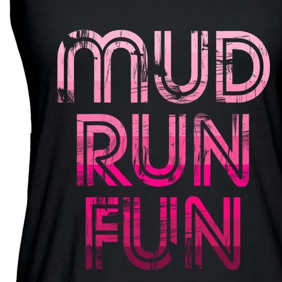 Mud Run Fun Mudder PINK Trail Running And Mudding Ladies Essential Flowy Tank