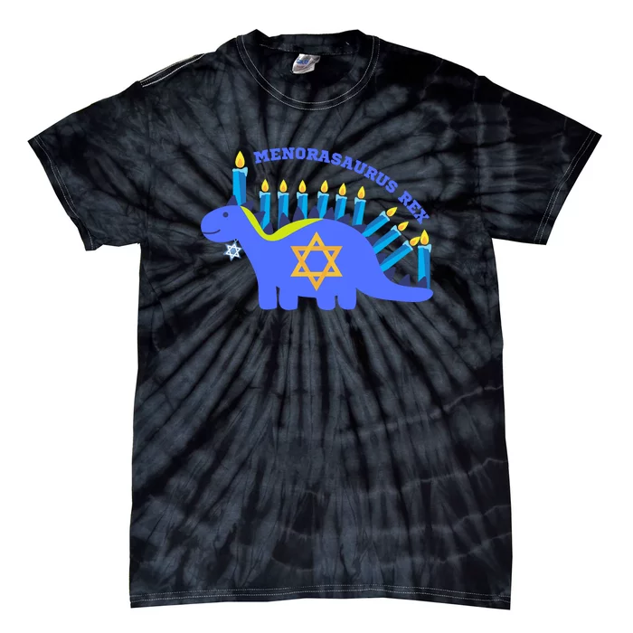 Menorasaurus Rex Funny Hanukkah Tie-Dye T-Shirt