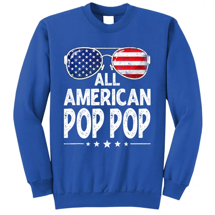 Mens Retro Father's Day Family All American Pop Pop 4th Of July Tall Sweatshirt