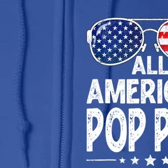 Mens Retro Father's Day Family All American Pop Pop 4th Of July Full Zip Hoodie