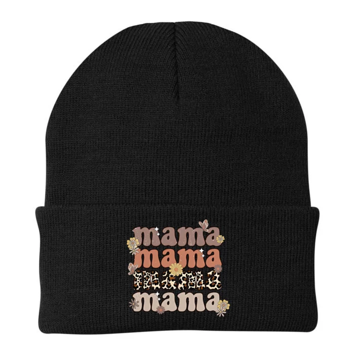 Mama Retro Flower Mama Leopard Mama Mother's Day Gift Knit Cap Winter Beanie