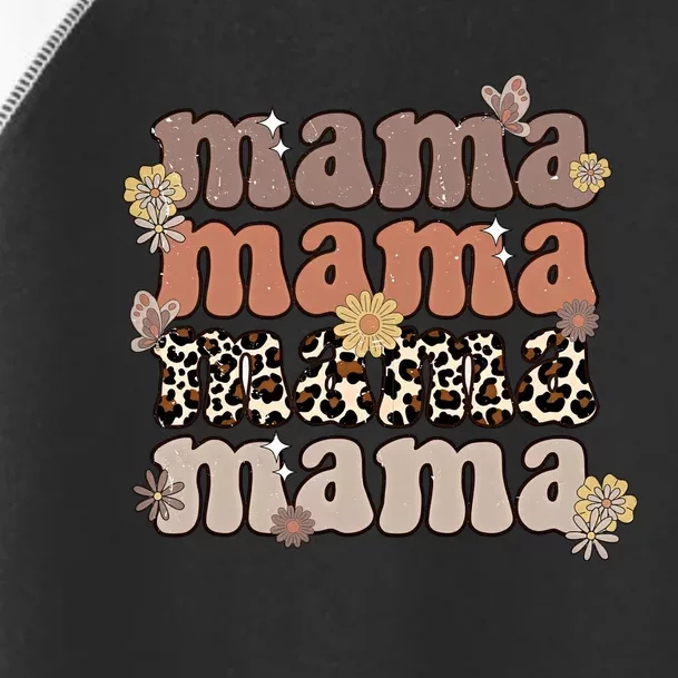 Mama Retro Flower Mama Leopard Mama Mother's Day Gift Toddler Fine Jersey T-Shirt