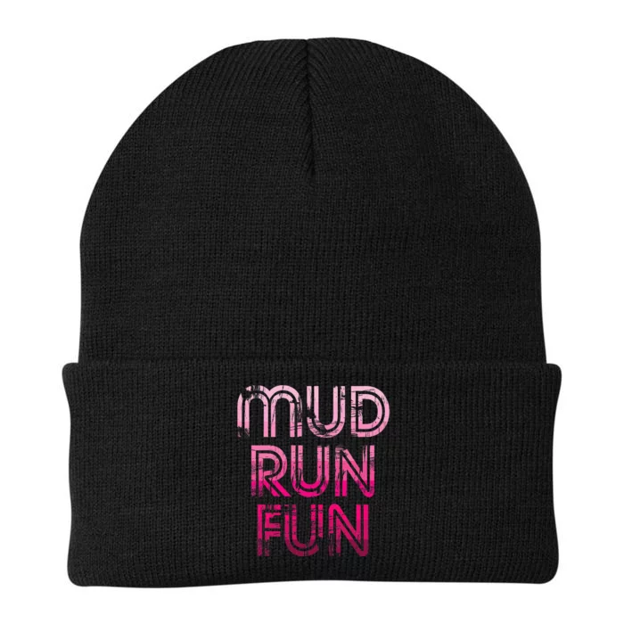 Mud Run Fun Mudder Pink Trail Running And Mudding Knit Cap Winter Beanie