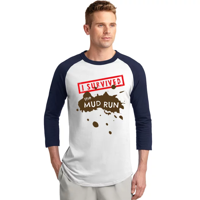 Mud Run Fun I Survived Team Runners Running Workout Baseball Sleeve Shirt