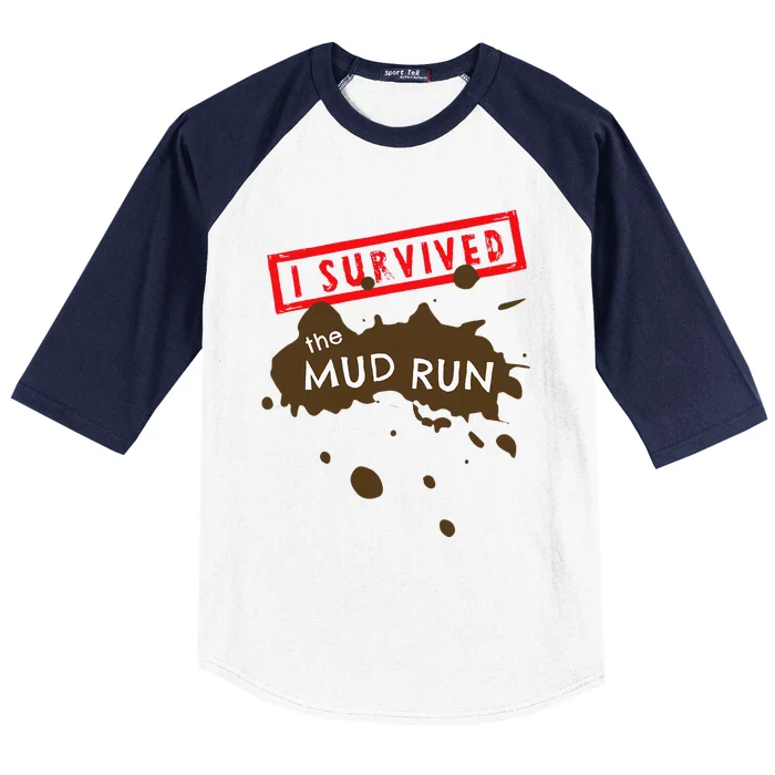 Mud Run Fun I Survived Team Runners Running Workout Baseball Sleeve Shirt