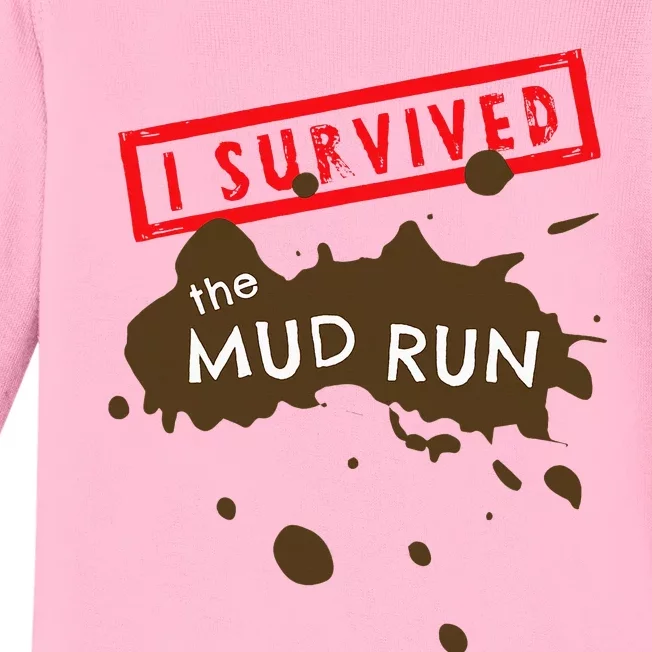 Mud Run Fun I Survived Team Runners Running Workout Baby Long Sleeve Bodysuit