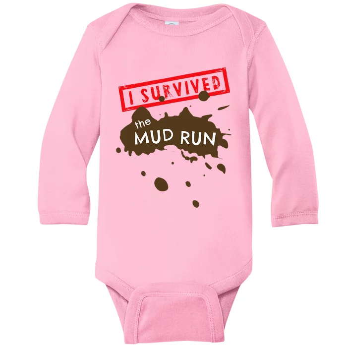 Mud Run Fun I Survived Team Runners Running Workout Baby Long Sleeve Bodysuit